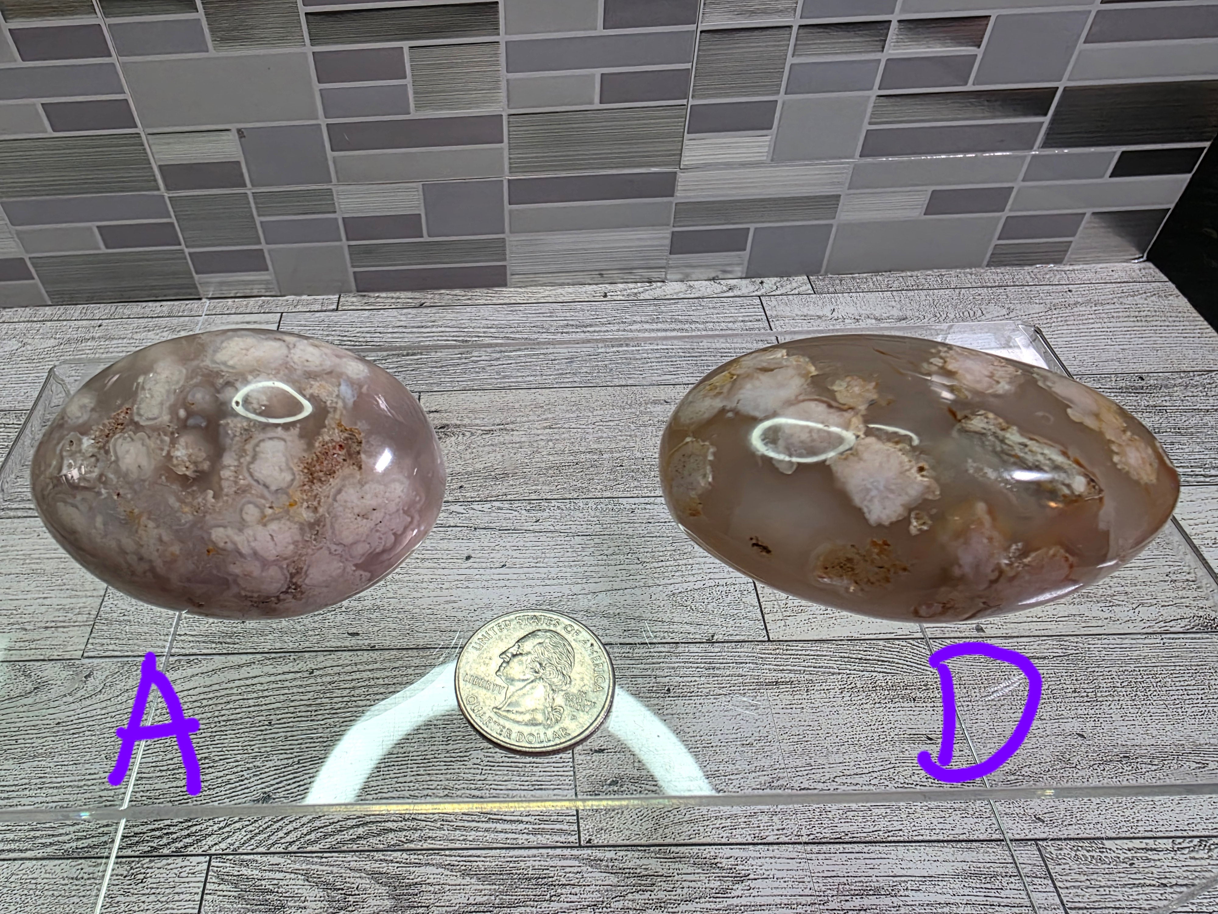 Flower Agate Palm Stones