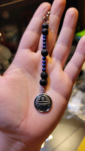 Zodiac Crystal Keychain - Lava Beads