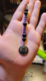 Load image into Gallery viewer, Zodiac Crystal Keychain - Lava Beads
