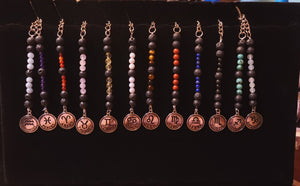 Zodiac Crystal Keychain - Lava Beads